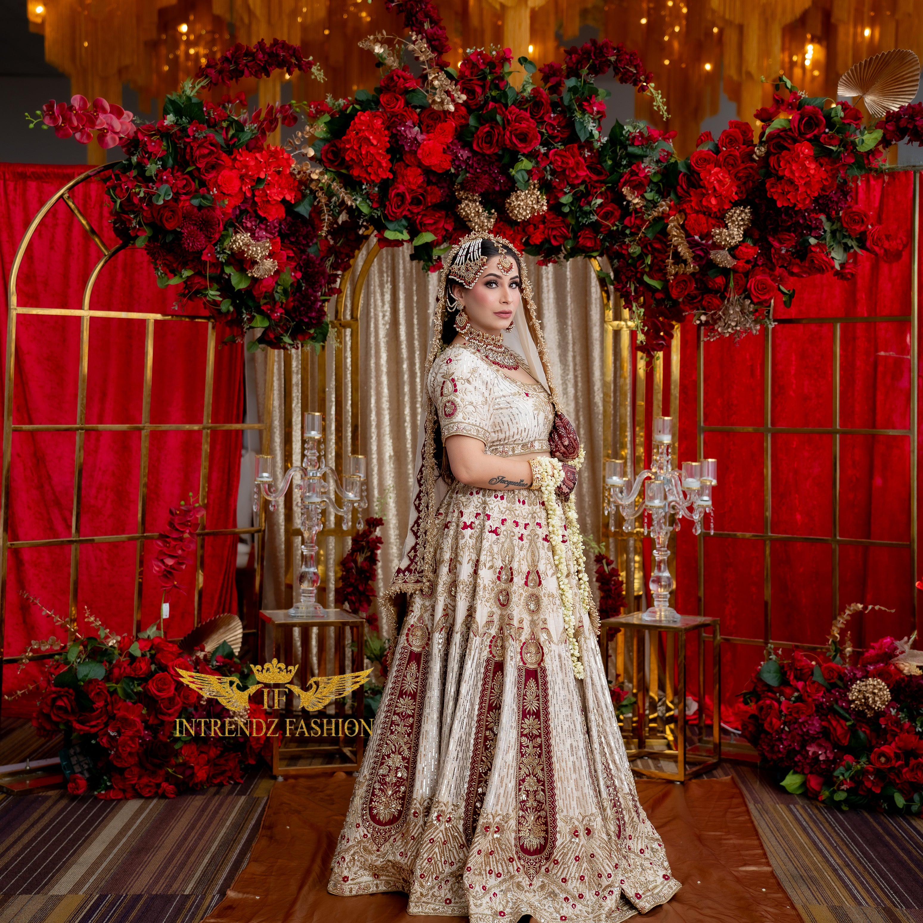 Ivory bridal lehga