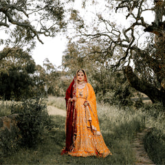 Orange and Red Lehenga