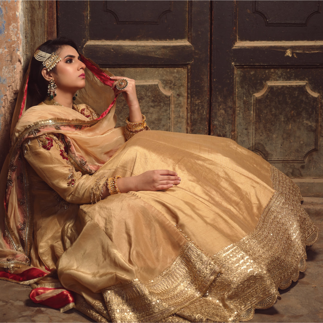 Gold Anarkali Lehenga