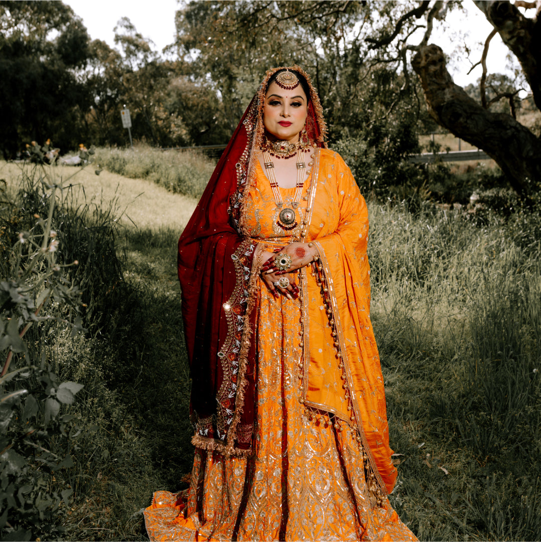 Orange and Red Lehenga