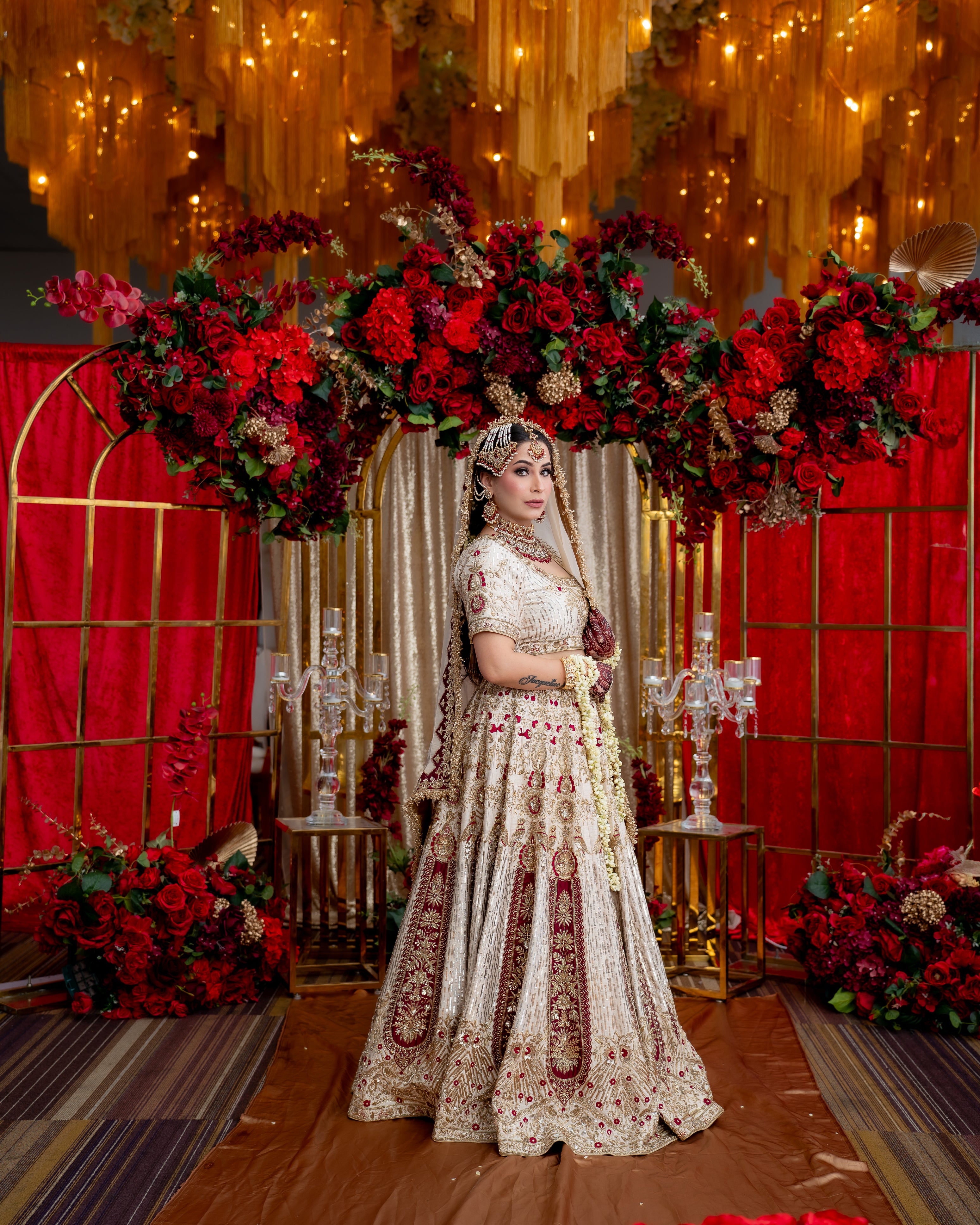 Ivory bridal lehga