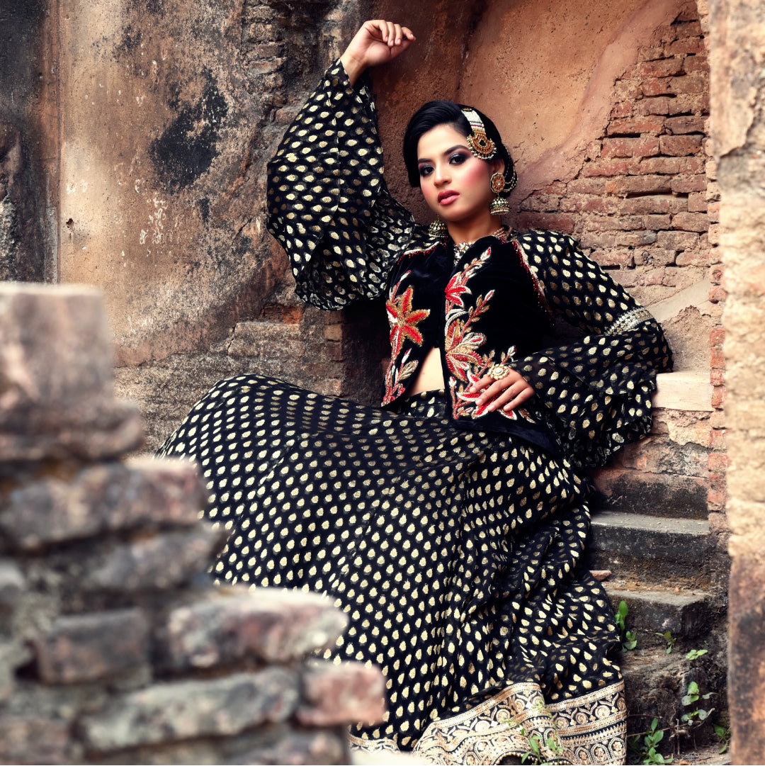 Black Pakistani Lehenga