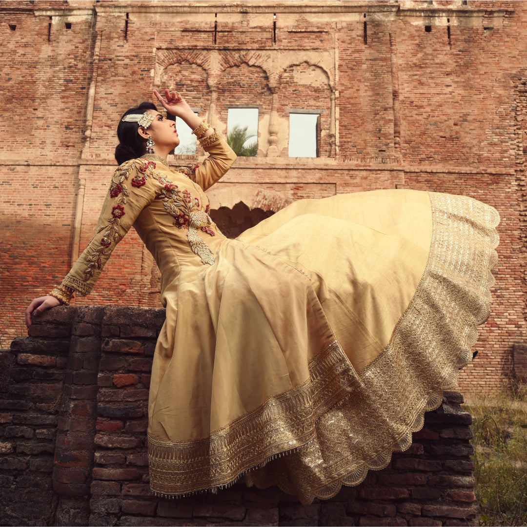 Gold Anarkali Lehenga