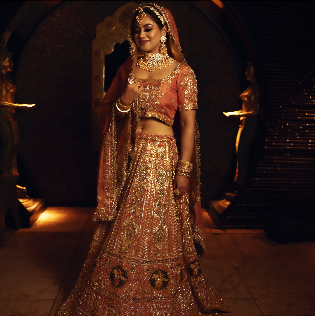 Shimmery Peach Lehenga