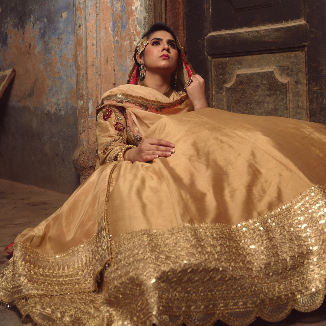 Gold Anarkali Lehenga