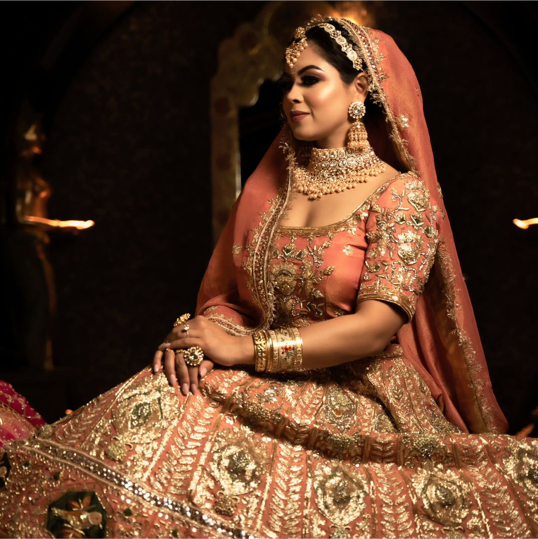 Shimmery Peach Lehenga