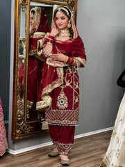 Majestic Mehroon Crape Bridal Salwar Suit